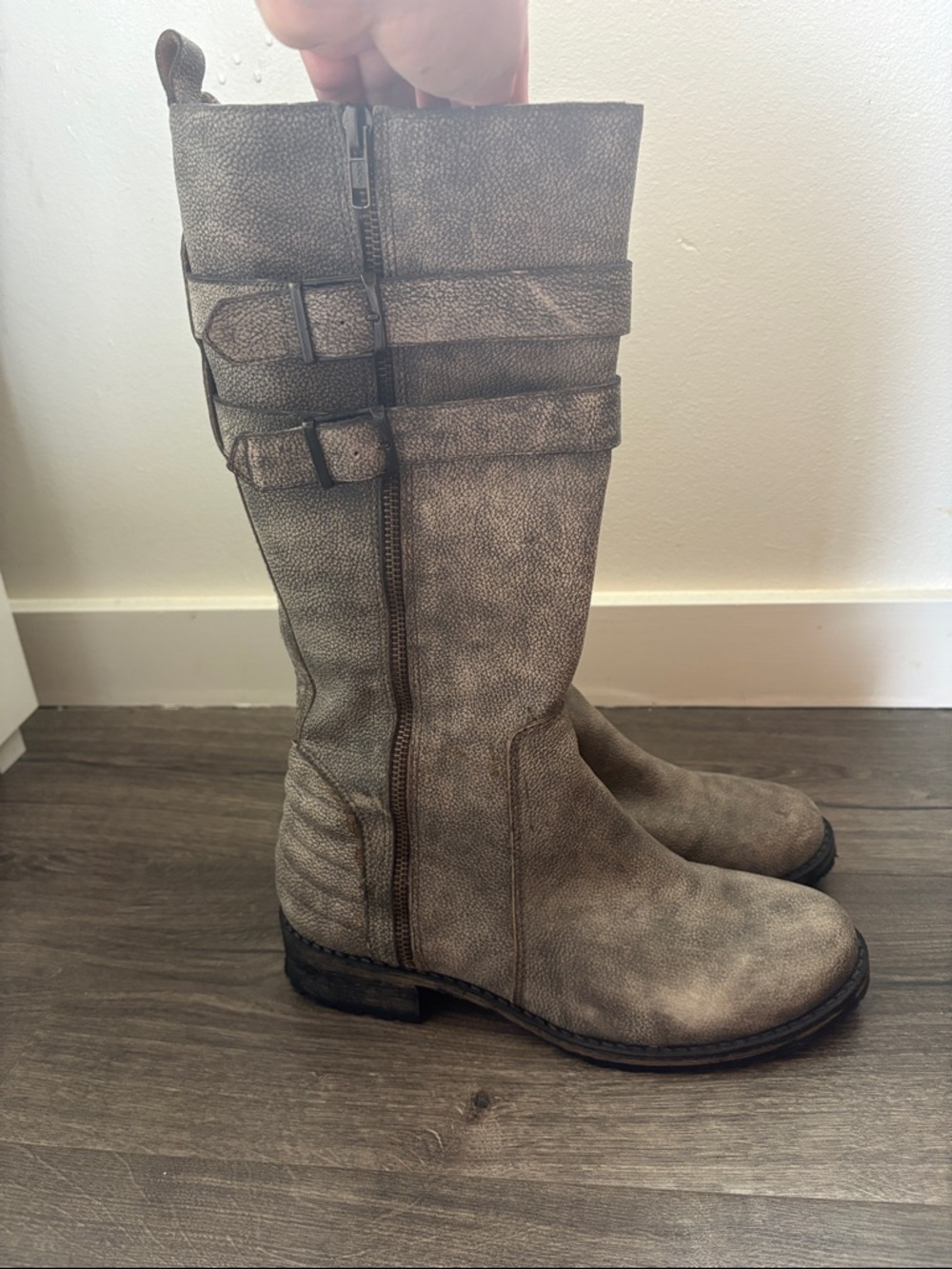 Matisse Women's Tall Buckle Zip Up Boots - Taupe